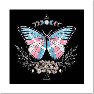 Transgender Butterfly LGBT Pride Flag Posters and Art
